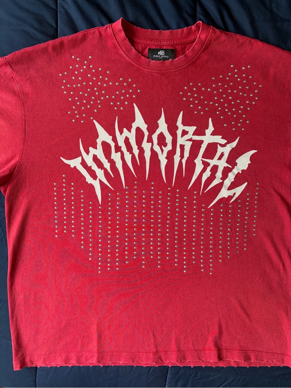 Red Studded Graphic Short Sleeve Tee